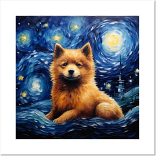 Finnish Spitz Painted by Vincent Van Gogh Posters and Art